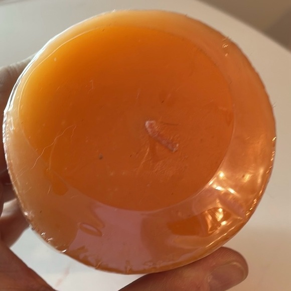 Orange Ombré Pillar Candle with Black Hammered Wrought Iron Metal Stand New! - Picture 7 of 13